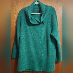Adrienne Vittadini Green Cowl Neck Wrap Sweater, 2X